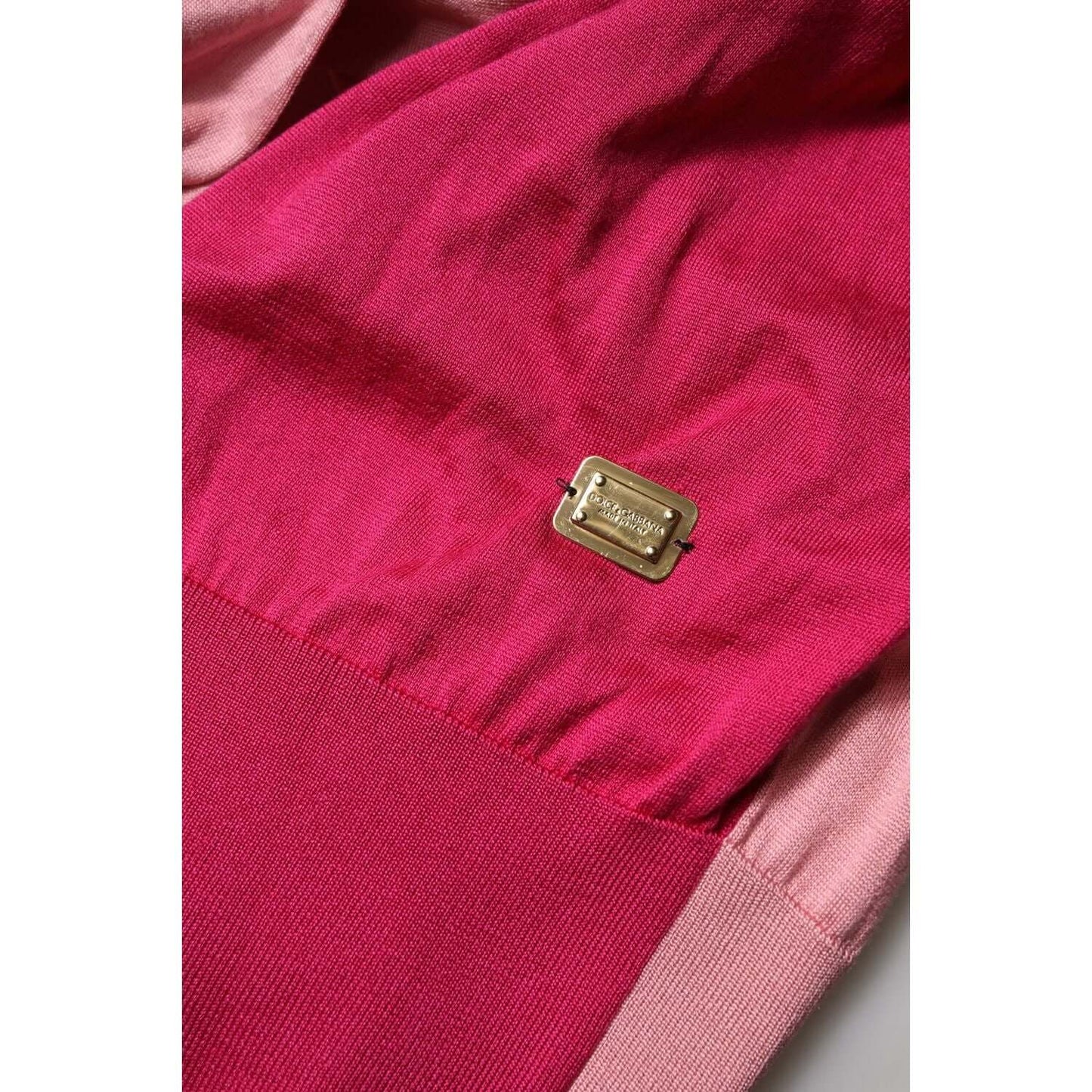 Dolce & Gabbana Pink Short Sleeves Buttoned Ascot Collar Top TSH87618-40