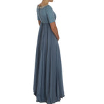 Dolce & Gabbana Blue Silk Crystal Sheath Gown Ball Dress NOC10140-1