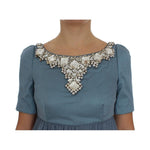 Dolce & Gabbana Blue Silk Crystal Sheath Gown Ball Dress NOC10140-1