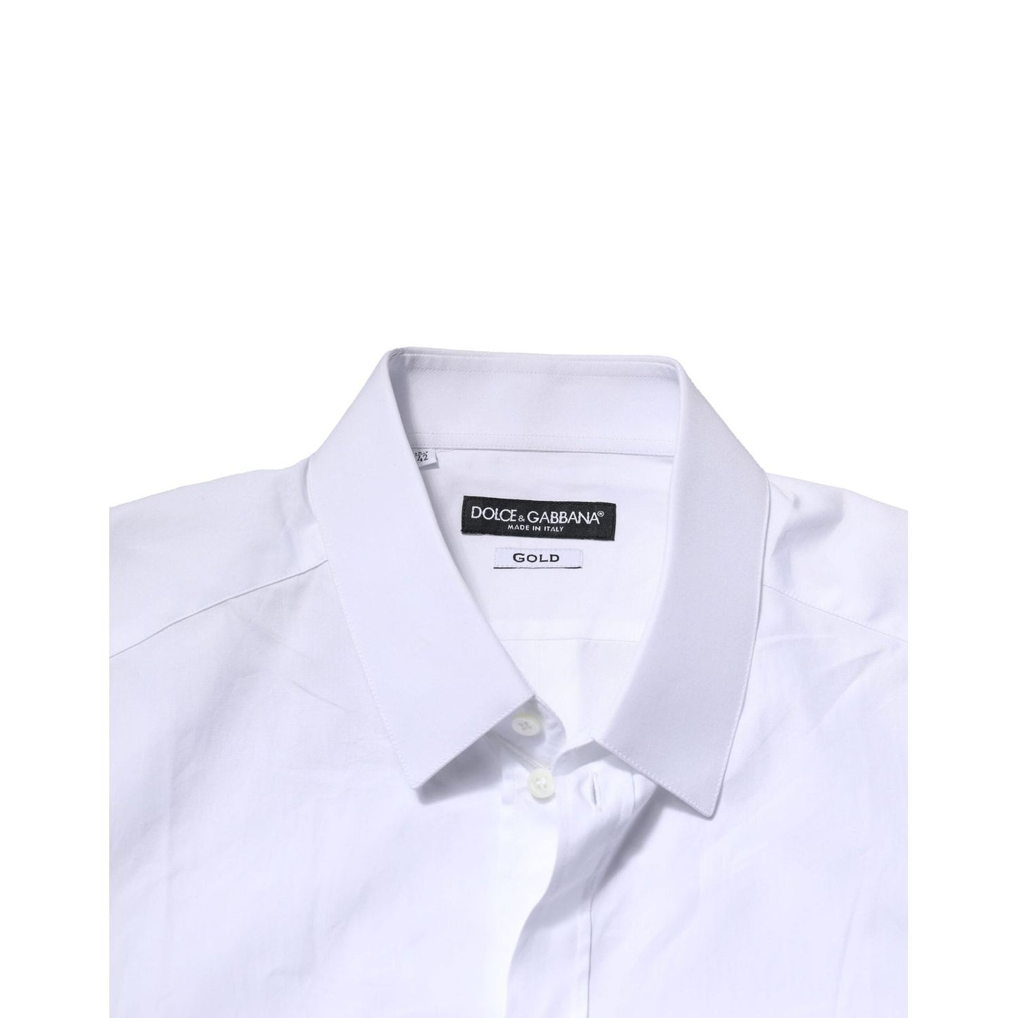 Dolce & Gabbana White Cotton GOLD Mens Dress Formal Shirt TSH906816-42