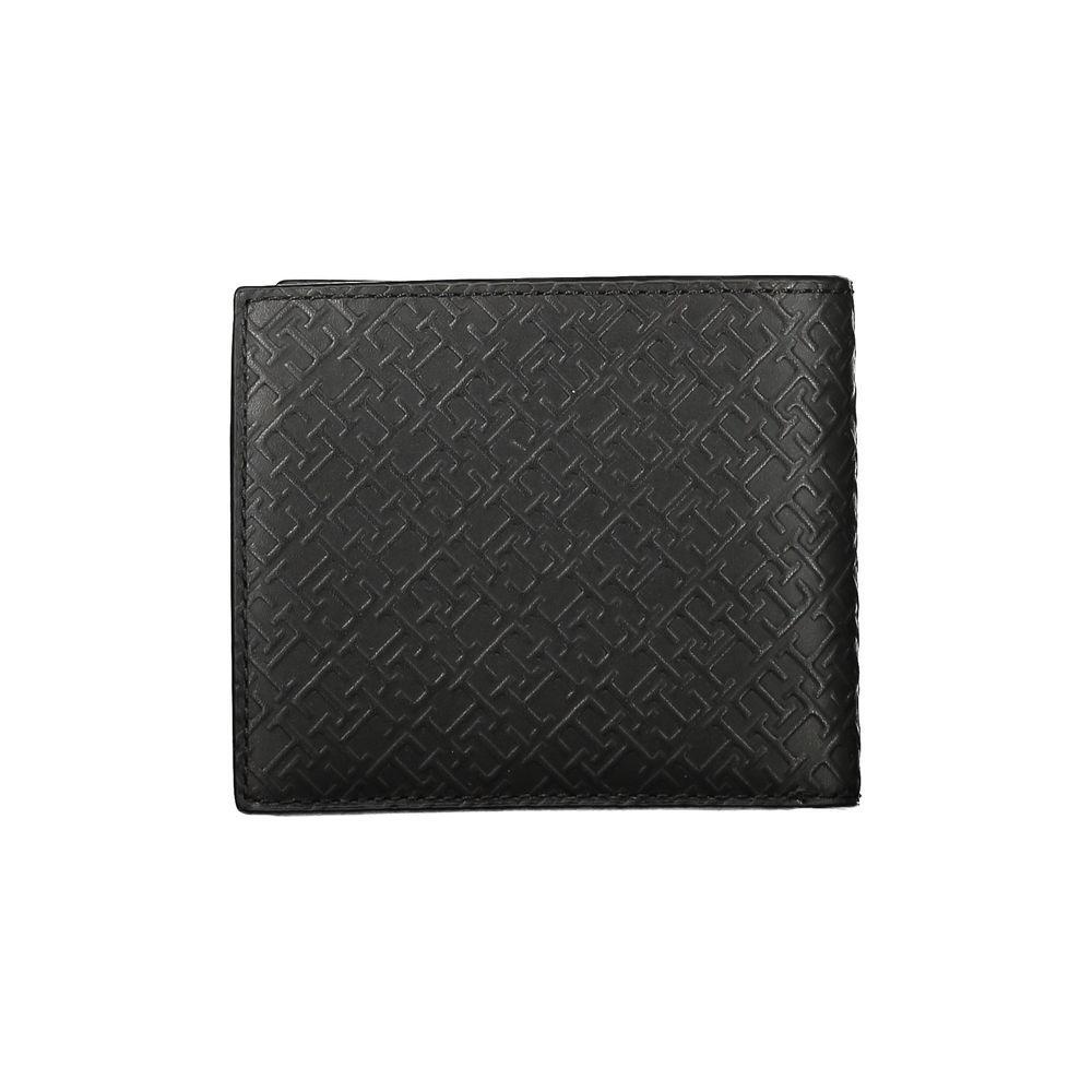 Tommy Hilfiger Elegant Black Leather Wallet with Multi-Compartments TO-27183