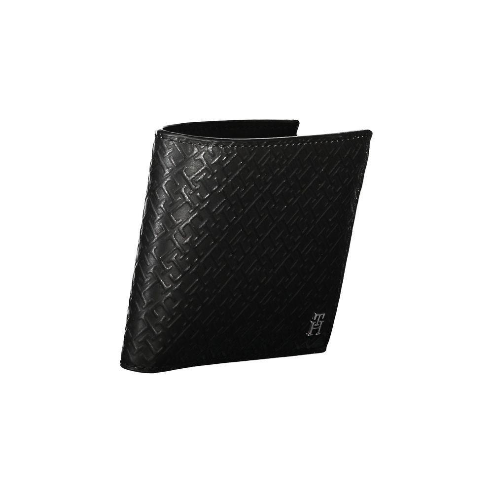 Tommy Hilfiger Elegant Black Leather Wallet with Multi-Compartments TO-27183
