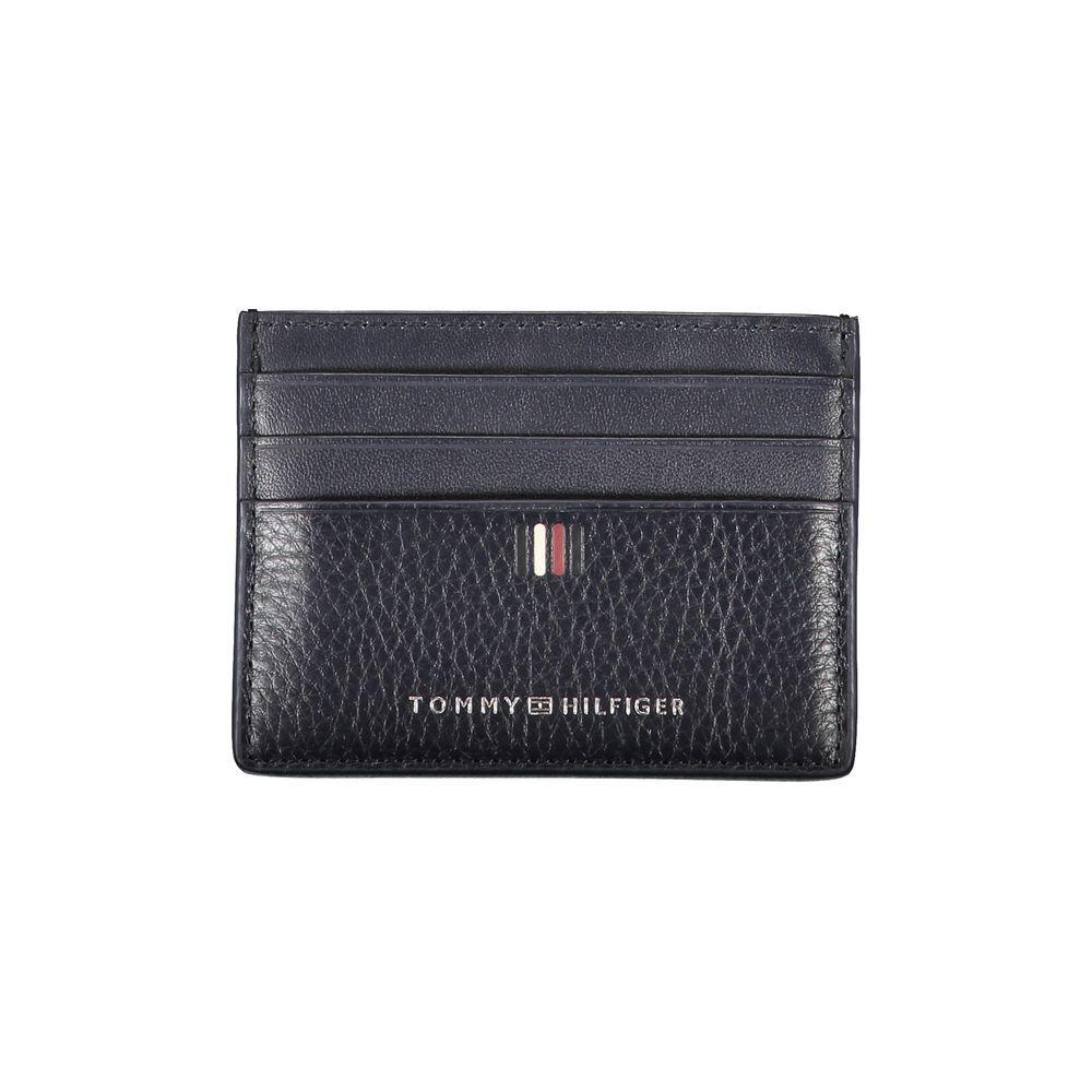 Tommy Hilfiger Sleek Blue Leather Card Holder with Contrast Details TO-27188