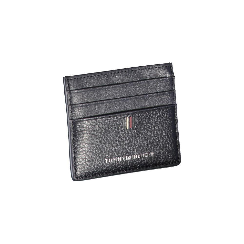 Tommy Hilfiger Sleek Blue Leather Card Holder with Contrast Details TO-27188