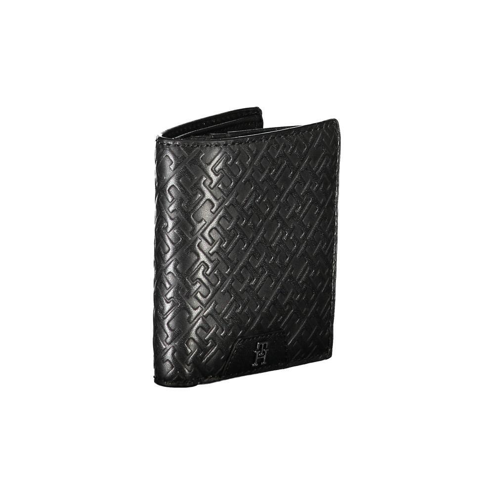 Tommy Hilfiger Sleek Black Leather Dual-Compartment Wallet TO-27525