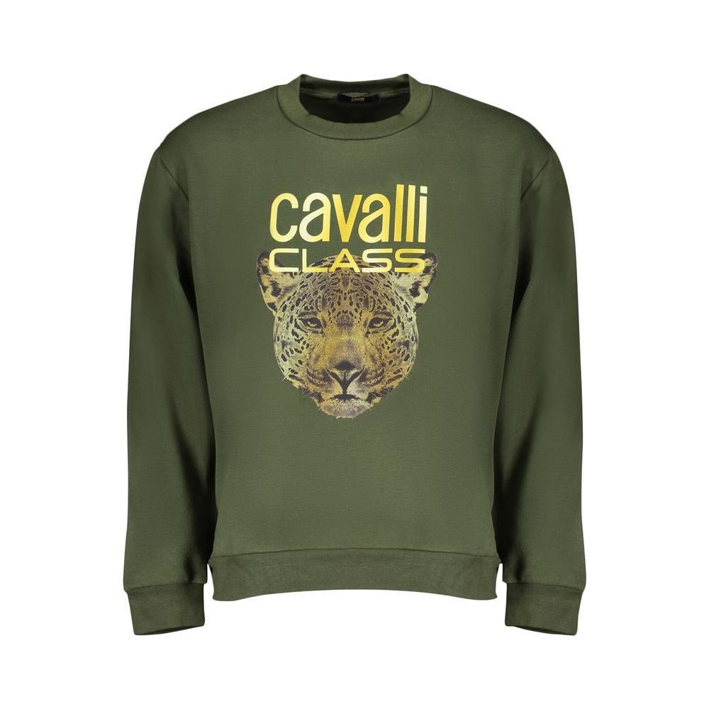 Cavalli Class Elegant Green Fleece Crew Neck Sweatshirt CA-28864-M