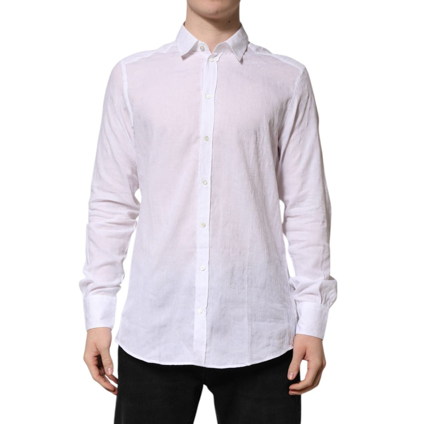 Dolce & Gabbana White Cotton Long Sleeves Collared Formal Shirt TSH906850-41