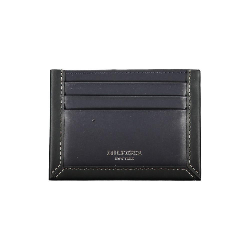 Tommy Hilfiger Sleek Blue Leather Card Holder with Contrast Detail TO-27177