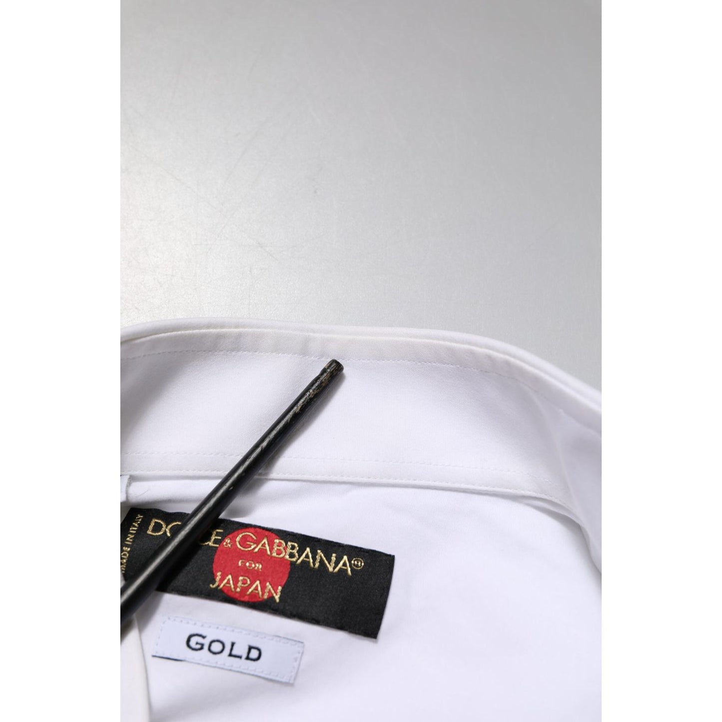 Dolce & Gabbana White GOLD Cotton Bib Dress Formal Shirt TSH906900-40