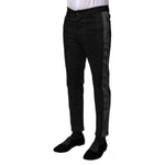 Dolce & Gabbana Black Gray Fantasy Cotton Formal Slim Pants PAN76478-44