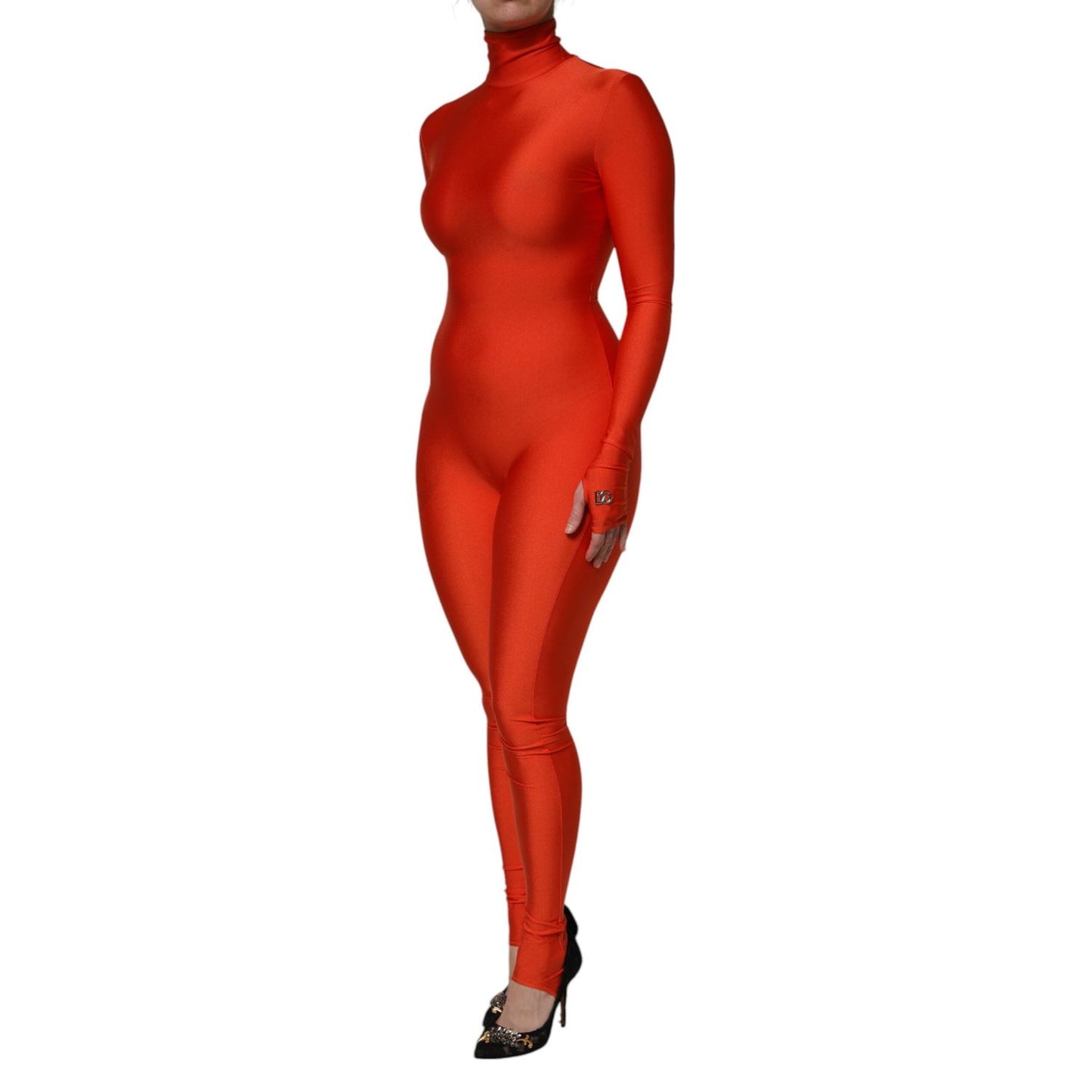 Dolce & Gabbana Red Nylon Turtleneck Bodycon Jumpsuit Dress DR81736-40