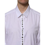 Dolce & Gabbana White Rhinestone Embellish Long Sleeves Top TSH906739-46