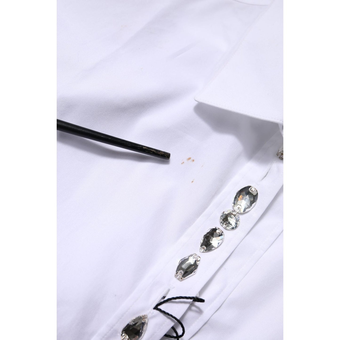 Dolce & Gabbana White Rhinestone Embellish Long Sleeves Top TSH906739-46