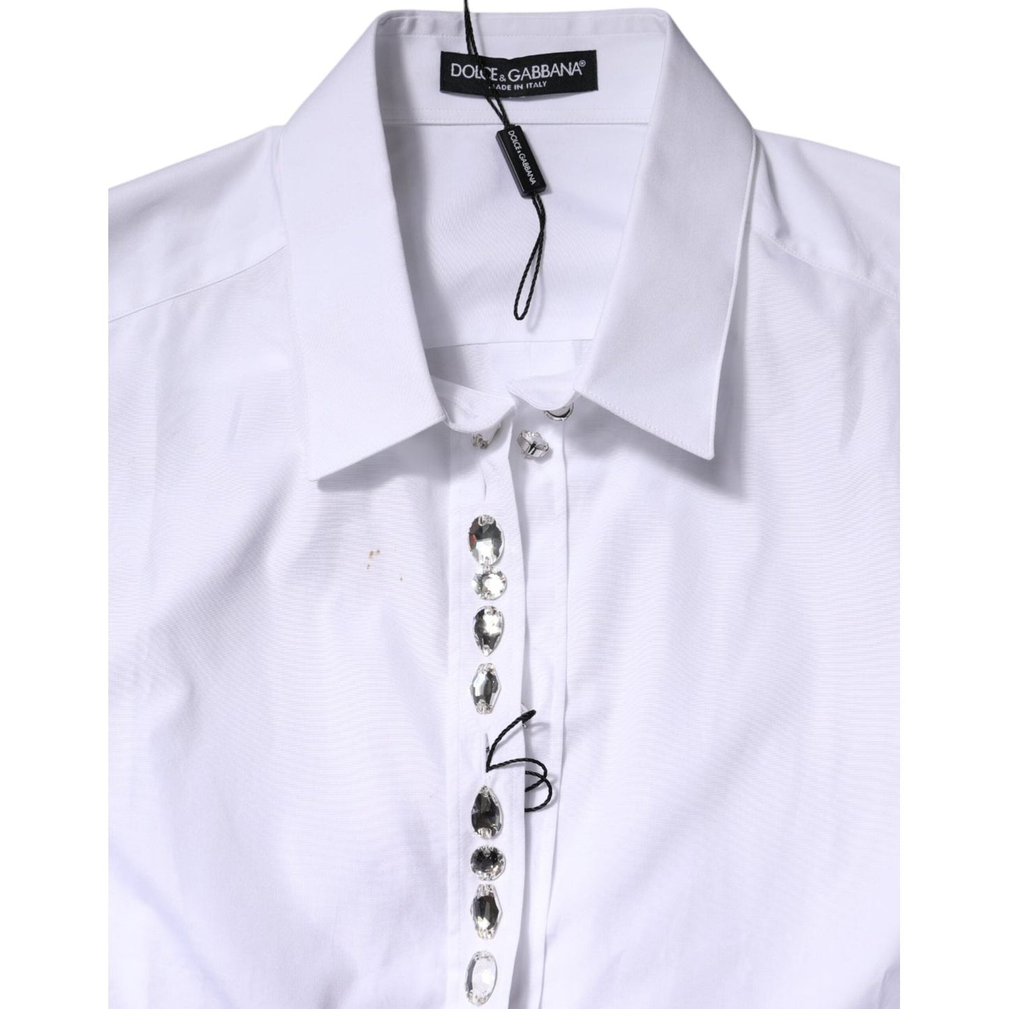 Dolce & Gabbana White Rhinestone Embellish Long Sleeves Top TSH906739-46