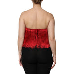 Dolce & Gabbana Red Silk Strapless Fringe Crop Tube Top TSH906741-36
