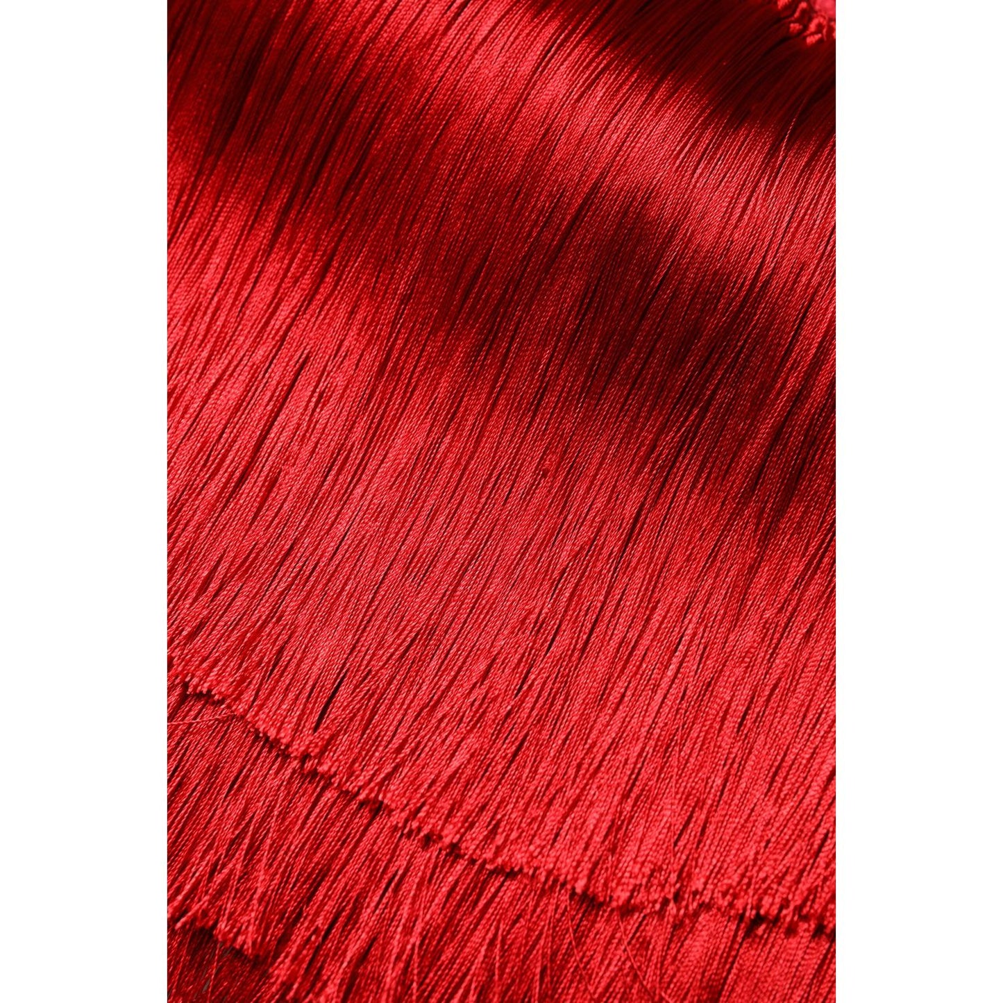 Dolce & Gabbana Red Silk Strapless Fringe Crop Tube Top TSH906741-36