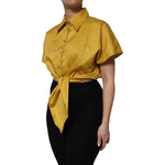 Dolce & Gabbana Mustard Collared Short Sleeves Blouse Top TSH906746-46