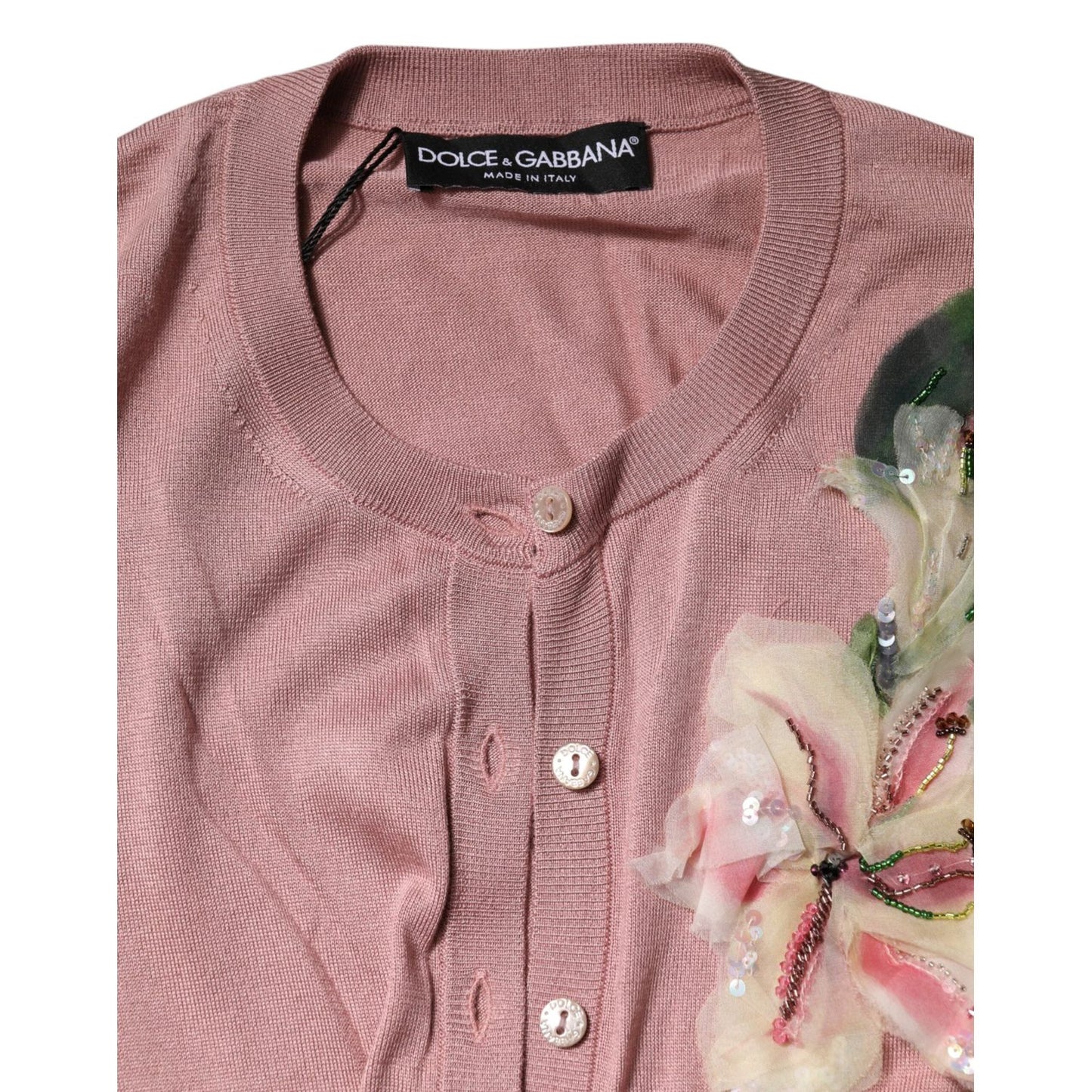 Dolce & Gabbana Pink Silk Knit Button Down Cardigan Sweater TSH906756-38