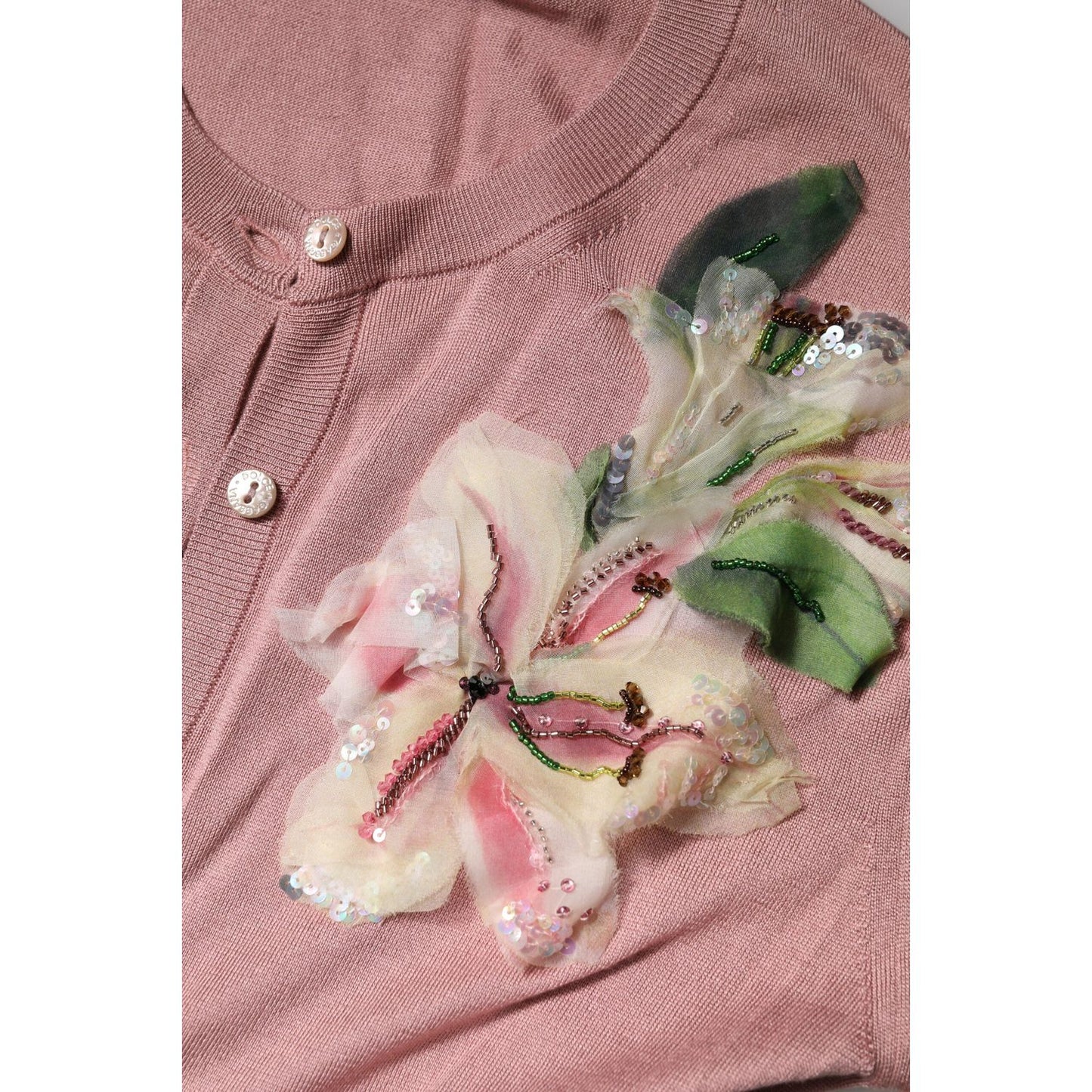 Dolce & Gabbana Pink Silk Knit Button Down Cardigan Sweater TSH906756-38