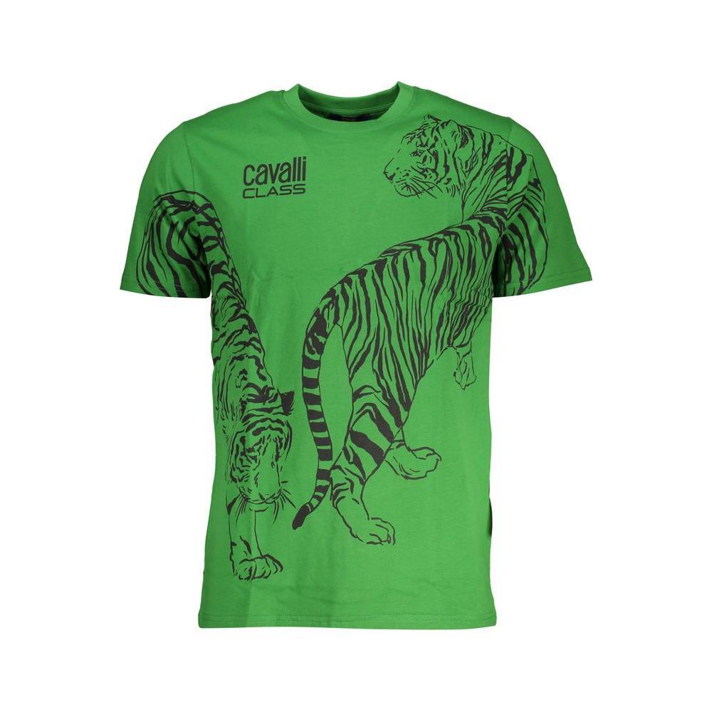 Cavalli Class Green Cotton T-Shirt CA-28582-M