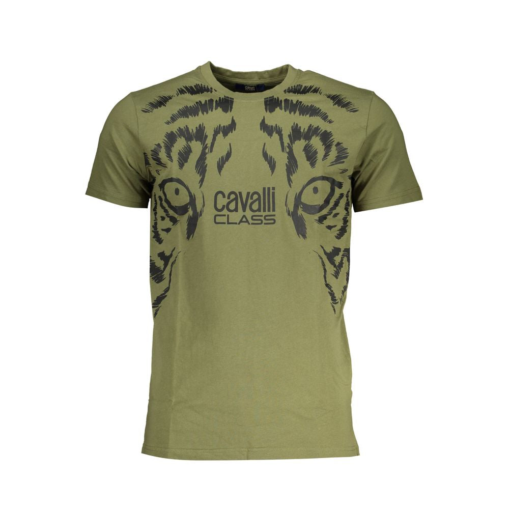 Cavalli Class Green Cotton T-Shirt CA-28634-XL