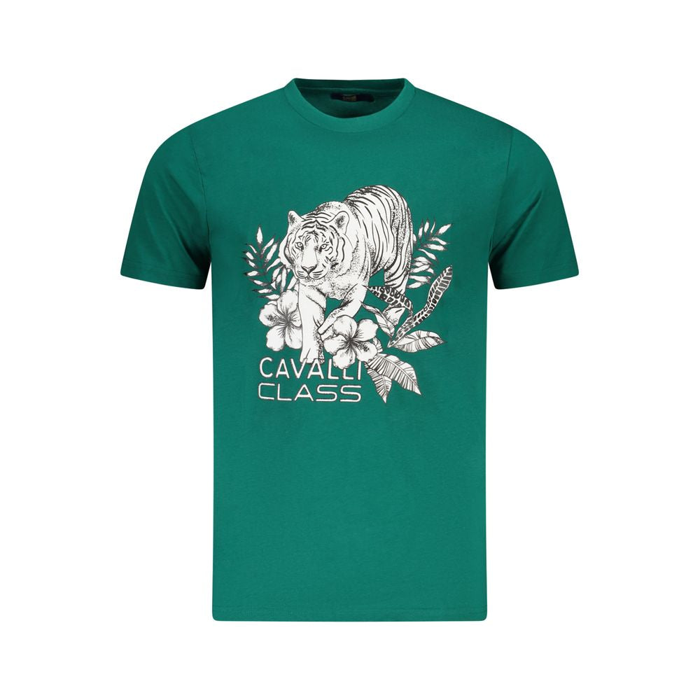 Cavalli Class Green Cotton Men T-Shirt CA-36667-M