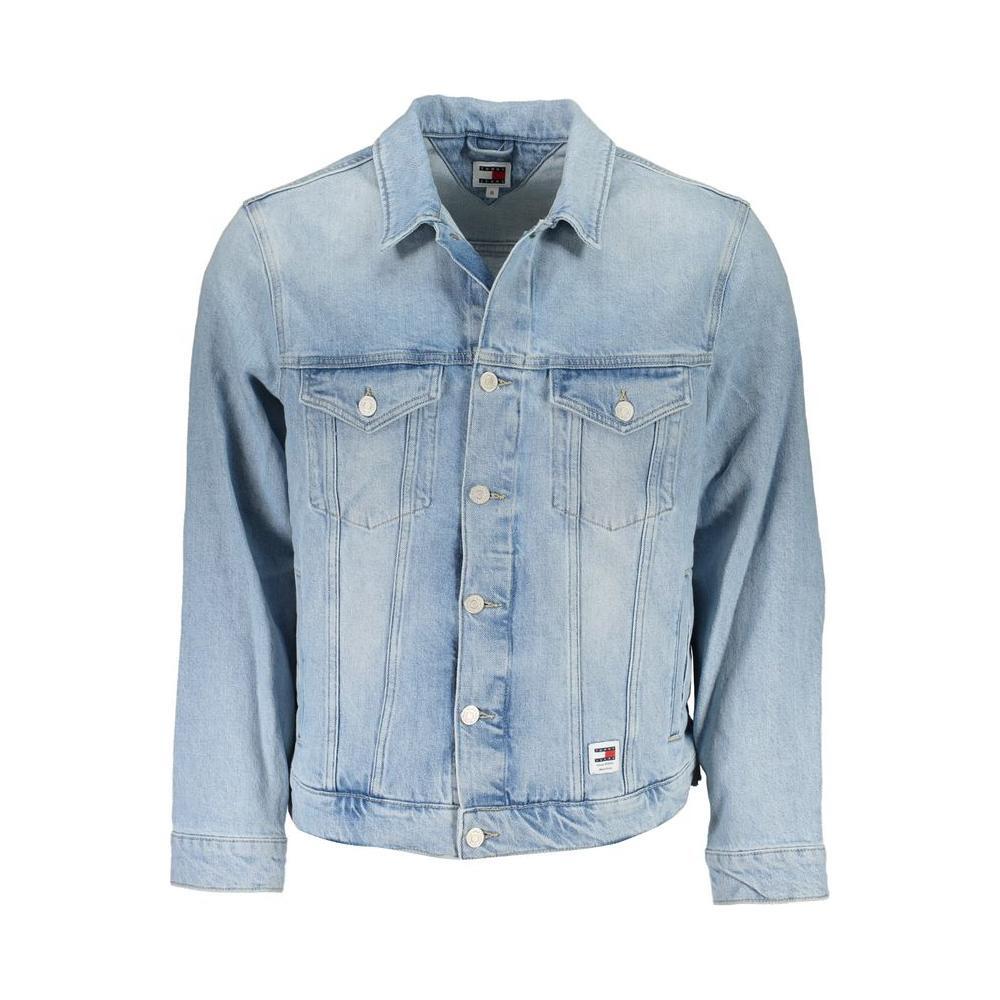 Tommy Hilfiger Light Blue Cotton Men Jacket TO-29375-S
