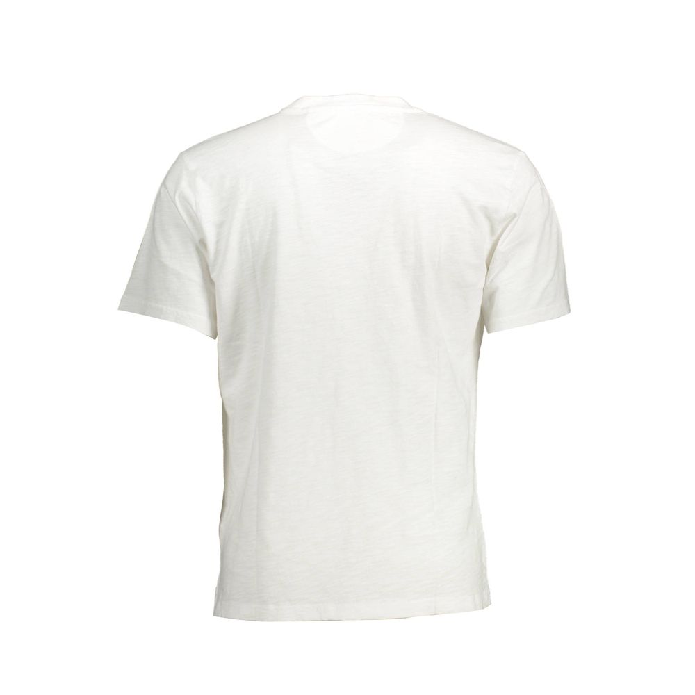Back view of La Martina White Cotton Men T-Shirt showing short sleeves and regular fit design.