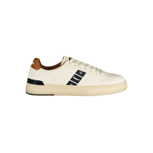Blauer White Leather Men Sneaker with removable insole, sleek design, and contrasting details. Perfect for a stylish casual look.