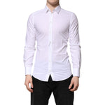 Dolce & Gabbana White Cotton GOLD Long Sleeves Dress Shirt