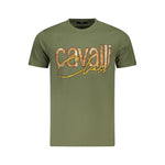 Cavalli Class Green Cotton Men T-Shirt CA-36650-M