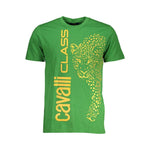 Cavalli Class Green Cotton T-Shirt CA-28591-L
