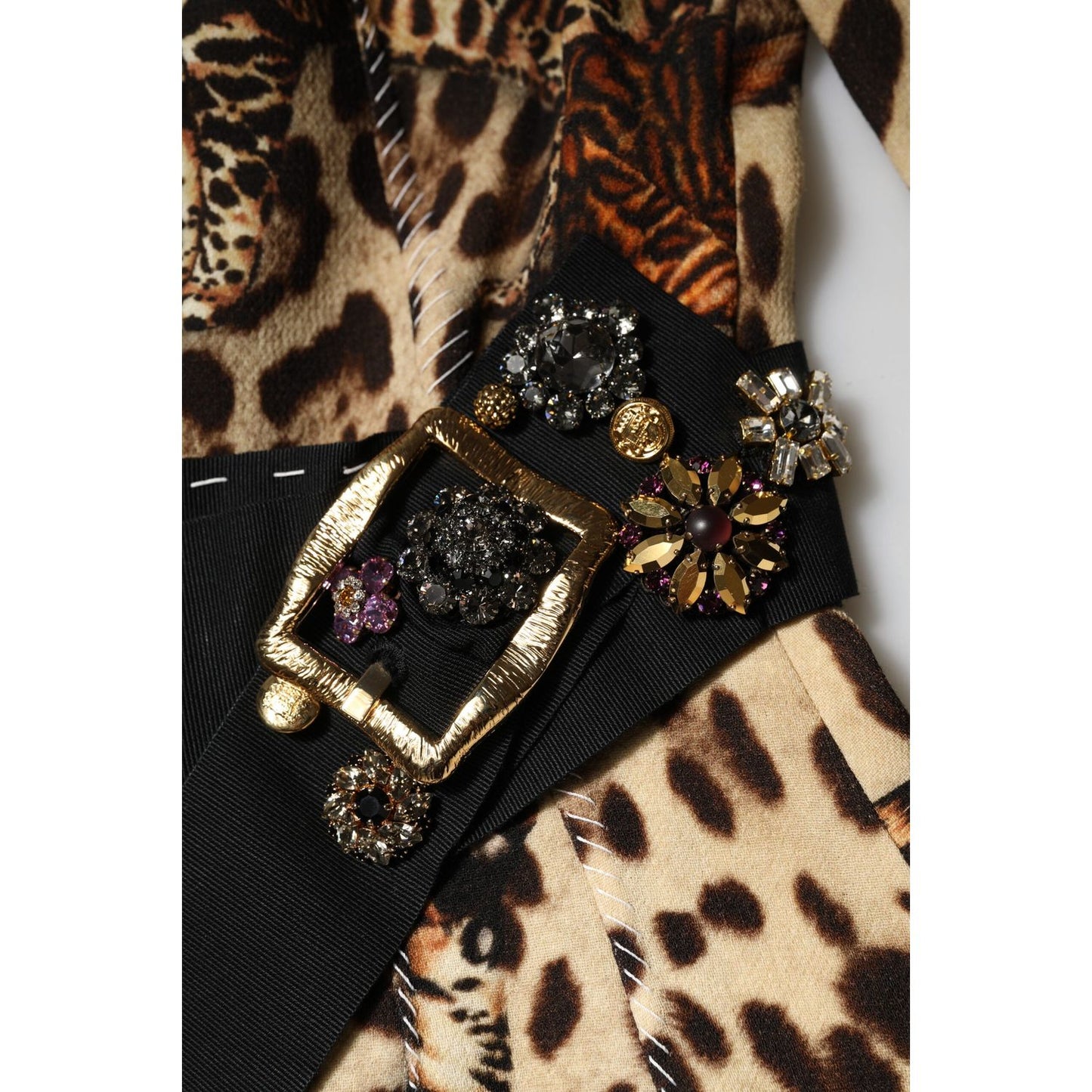 Dolce & Gabbana Brown Leopard Print Belted A-line Midi Dress DR81725-38