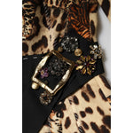 Dolce & Gabbana Brown Leopard Print Belted A-line Midi Dress DR81725-38