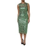 Dolce & Gabbana Green Cotton Floral Lace Sheath Midi Dress DR81732-42