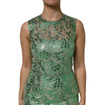 Dolce & Gabbana Green Cotton Floral Lace Sheath Midi Dress DR81732-42