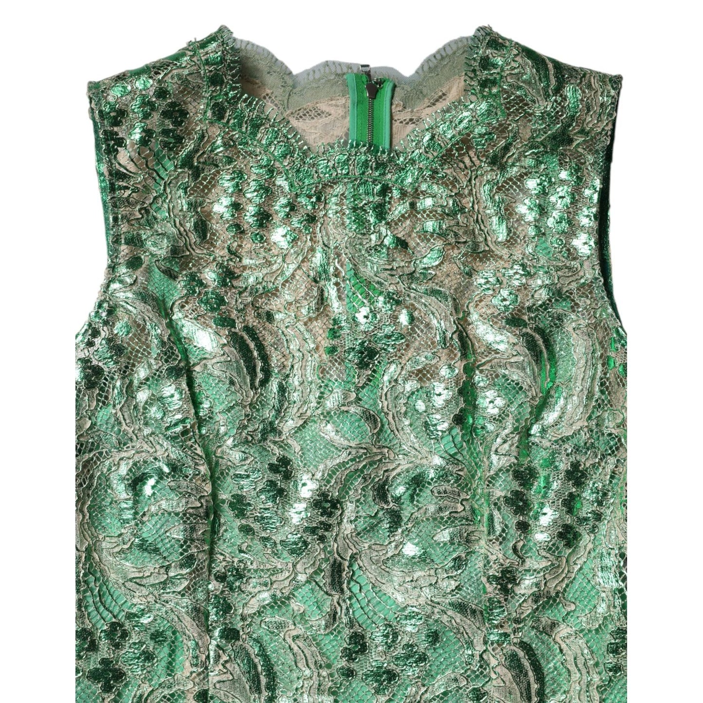 Dolce & Gabbana Green Cotton Floral Lace Sheath Midi Dress DR81732-42