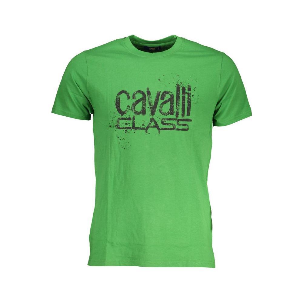 Cavalli Class Green Cotton T-Shirt CA-28474-L