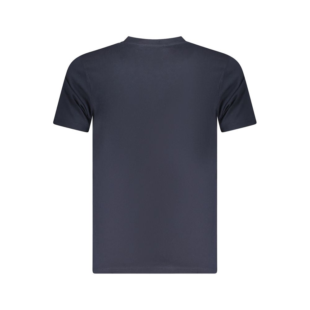 Rear view of Cavalli Class Blue Cotton Men T-Shirt showcasing soft cotton fabric and stylish design.