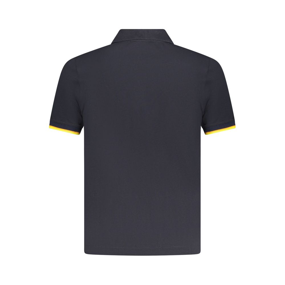 Back view of K-WAY Blue Cotton Polo Shirt with short sleeves and contrasting details