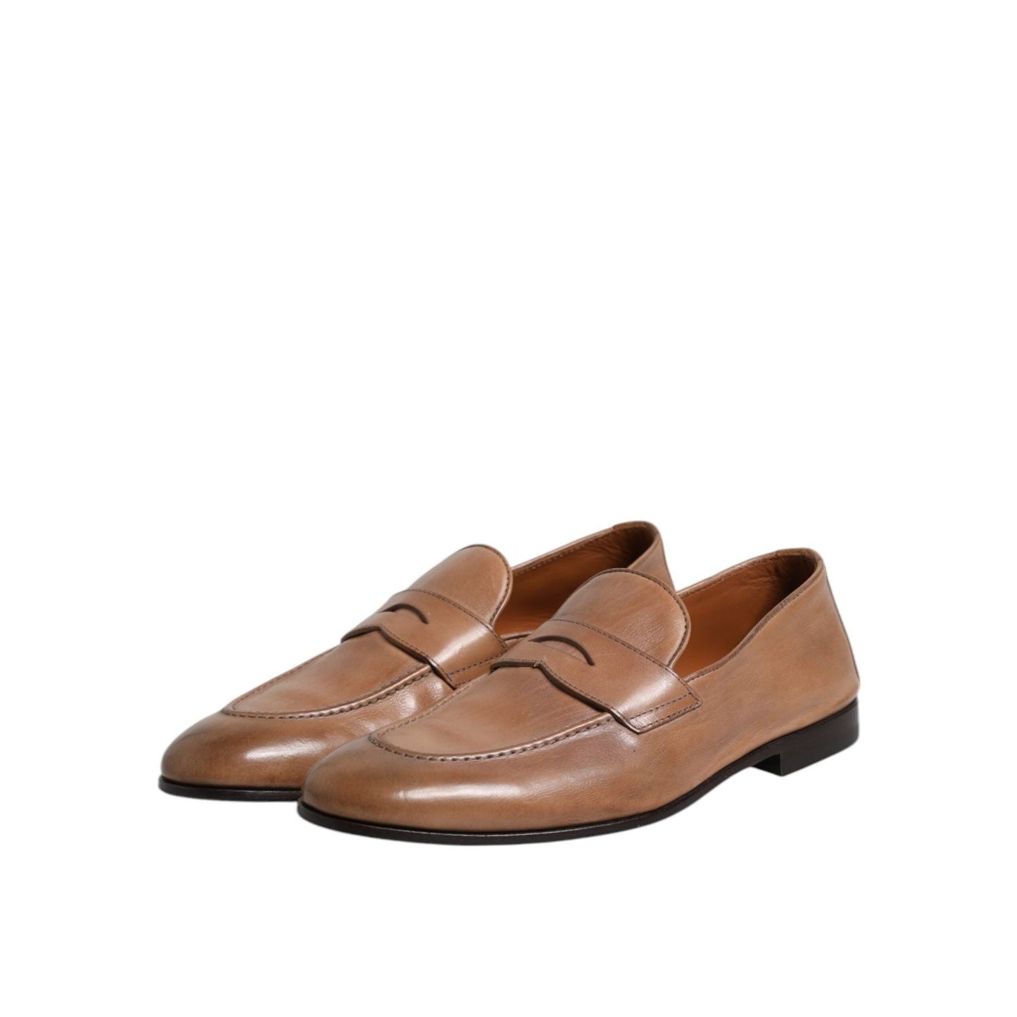 Brunello Cucinelli Brown Leather Loafer Dress Shoes