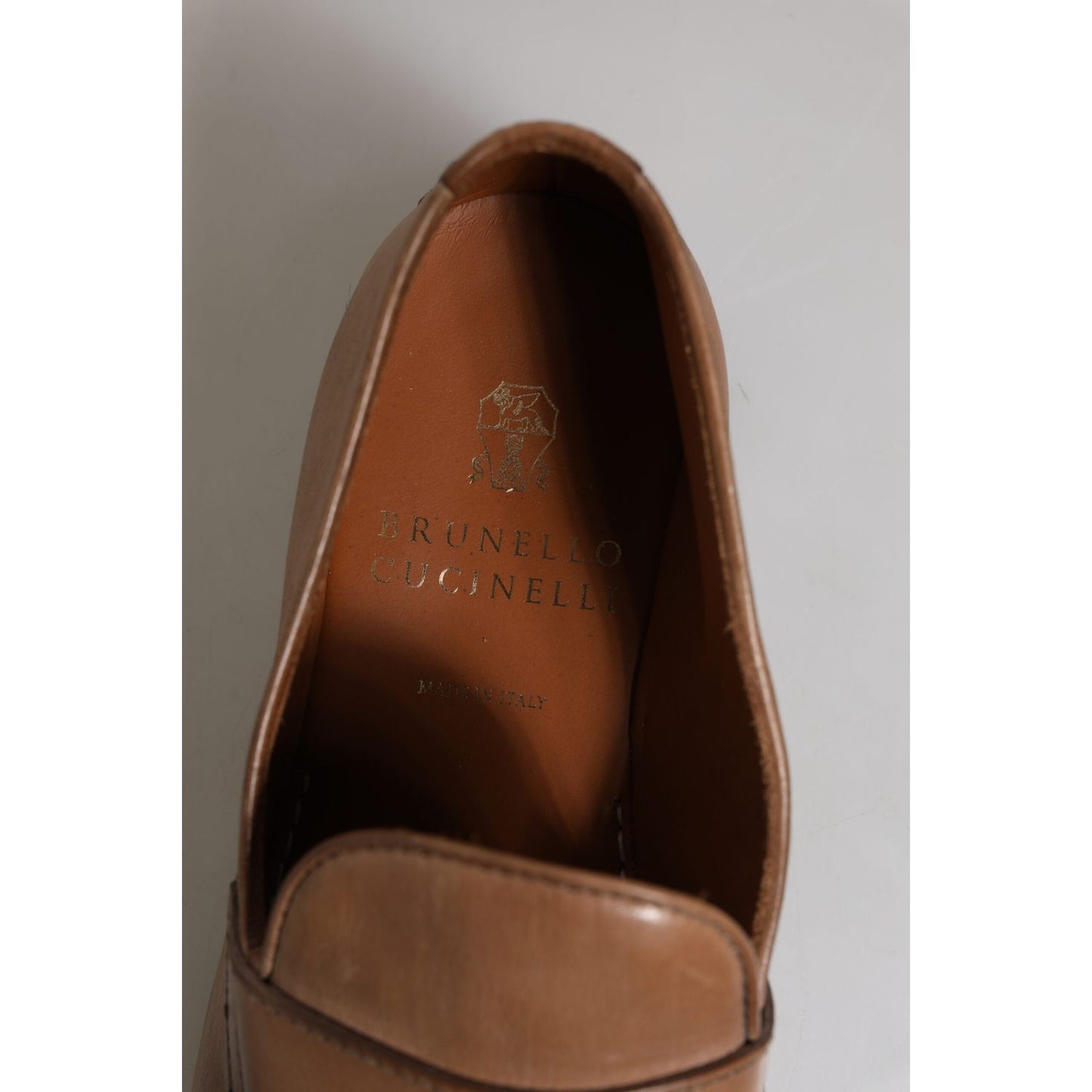Brunello Cucinelli Brown Leather Loafer Dress Shoes