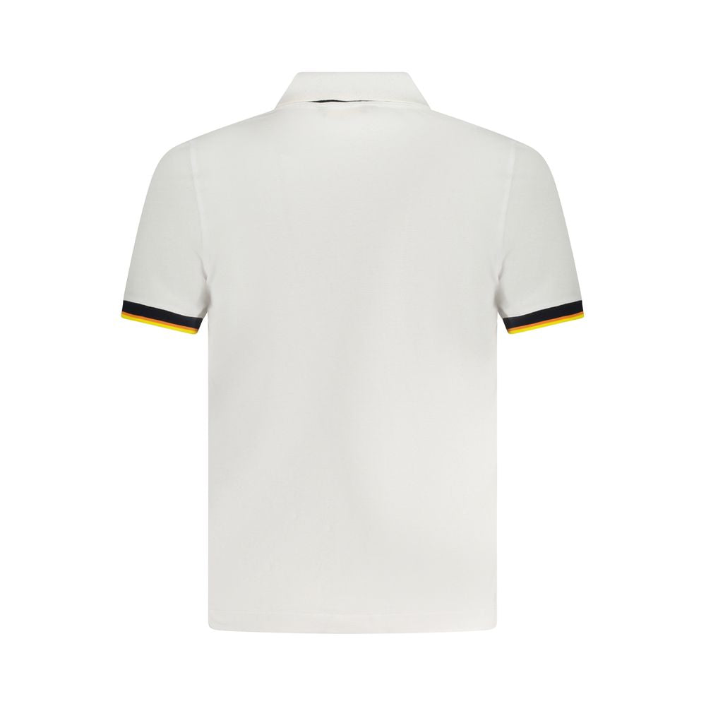 K-WAY White Cotton Polo Shirt with short sleeves, 2 buttons, contrasting details, and logo application. Rear view of the shirt.