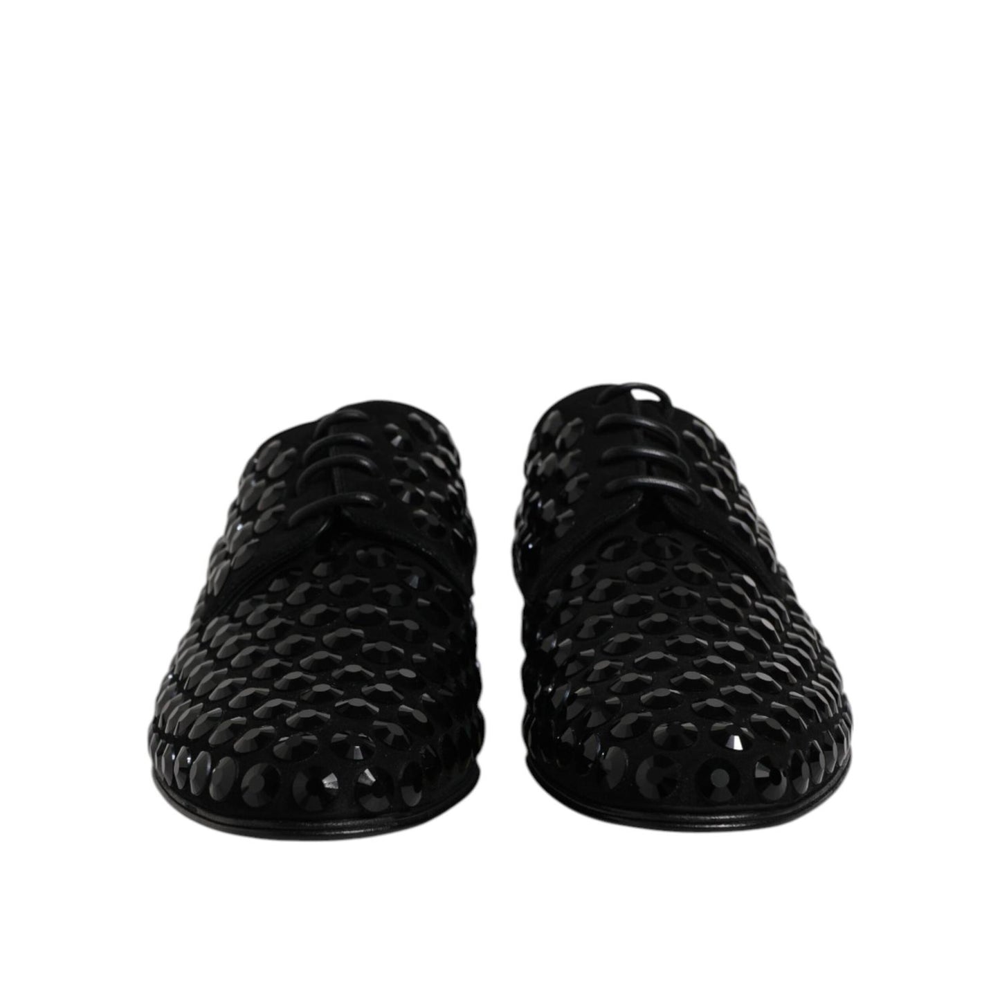 Dolce & Gabbana Black Suede Strass Derby Formal Shoes MV7360-39.5