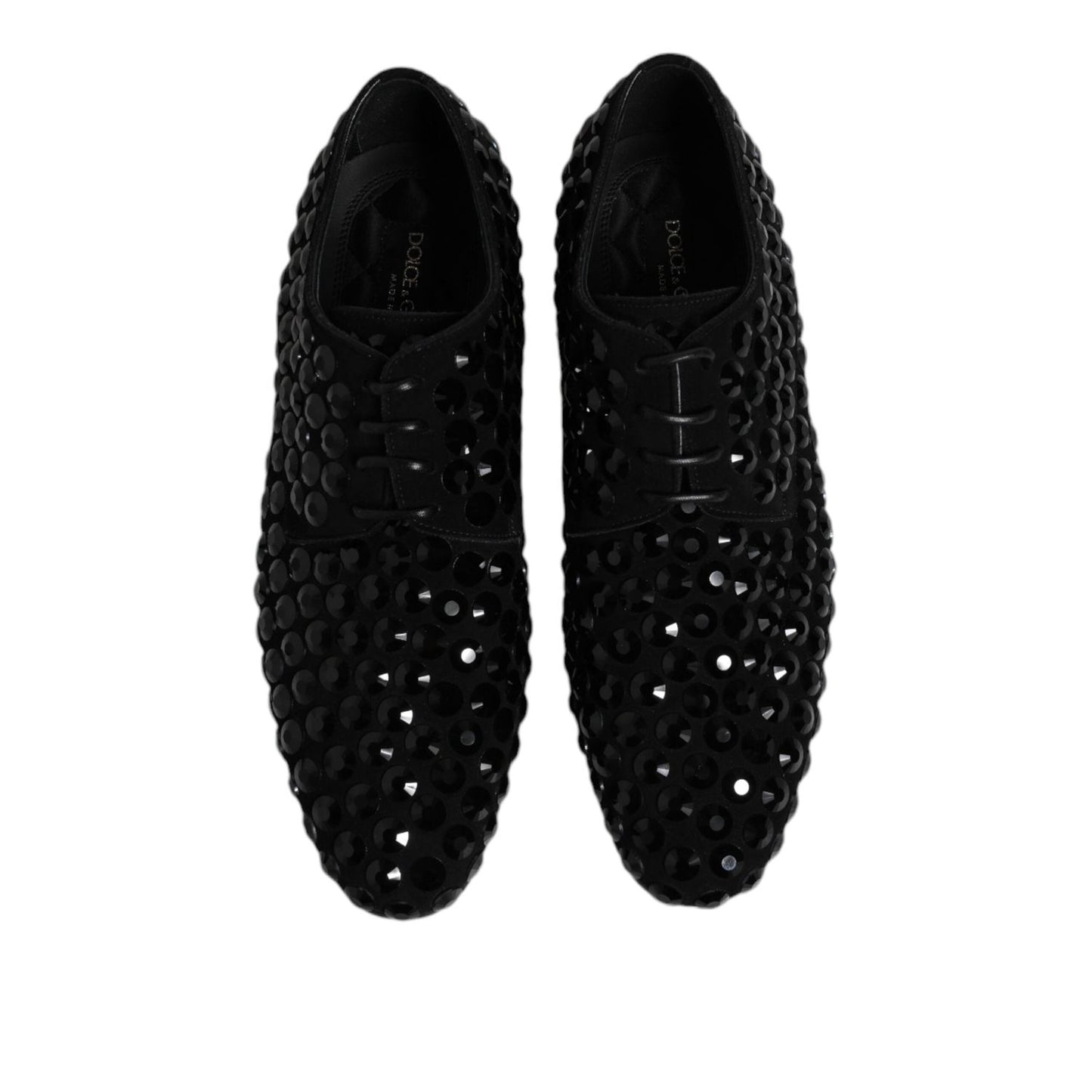 Dolce & Gabbana Black Suede Strass Derby Formal Shoes MV7360-39.5