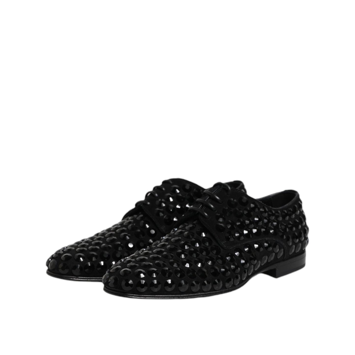 Dolce & Gabbana Black Suede Strass Derby Formal Shoes MV7360-39.5