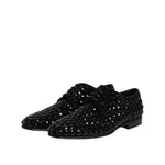 Dolce & Gabbana Black Suede Strass Derby Formal Shoes MV7360-39.5