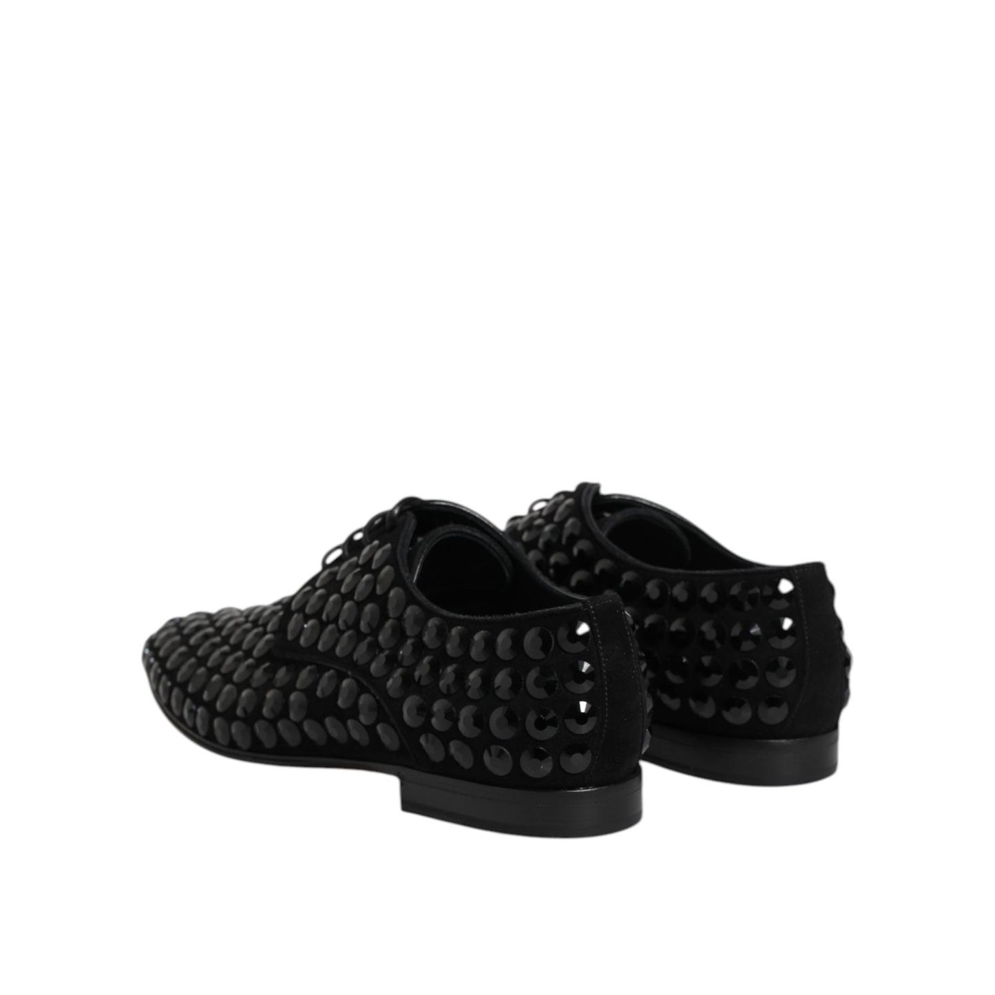 Dolce & Gabbana Black Suede Strass Derby Formal Shoes MV7360-39.5