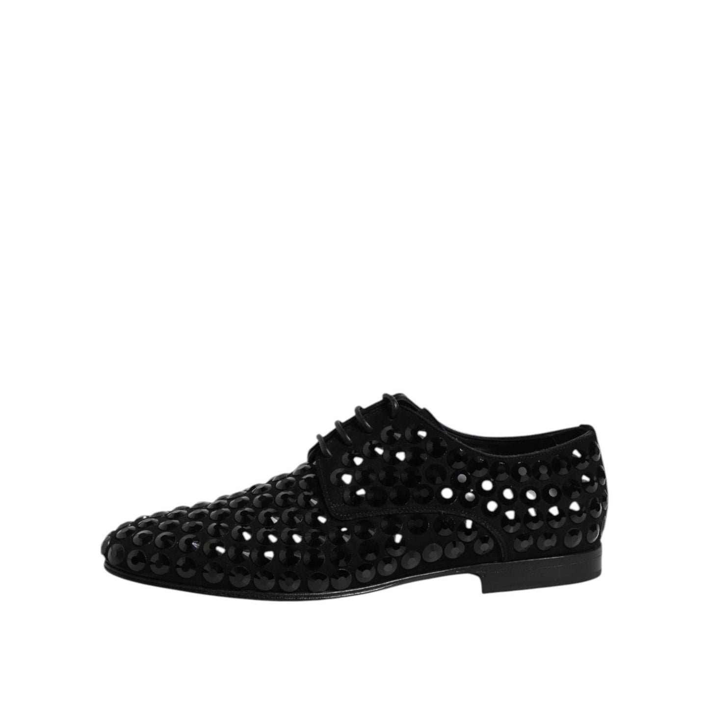Dolce & Gabbana Black Suede Strass Derby Formal Shoes MV7360-39.5