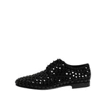 Dolce & Gabbana Black Suede Strass Derby Formal Shoes MV7360-39.5